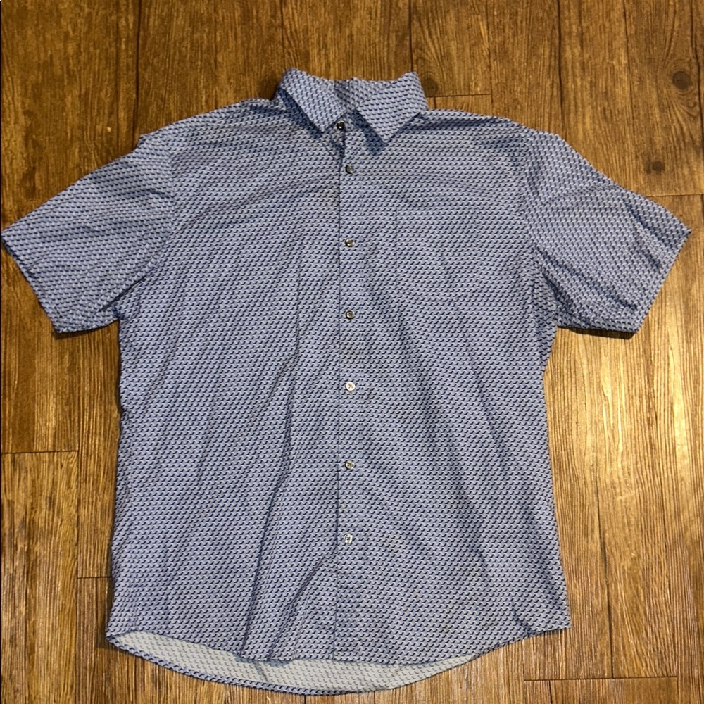 Claiborne Men's Navy Geometric Button Down Shirt